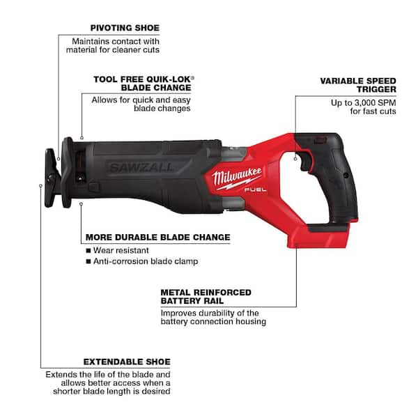 M18 FUEL GEN-2 18V Lithium-Ion Brushless Cordless SAWZALL Reciprocating Saw W/ Oscillating Multi-Tool (Tool-Only)