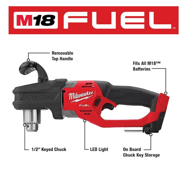 M18 FUEL GEN II 18V Lithium-Ion Brushless Cordless 1/2 in. Hole Hawg Right Angle Drill (Tool-Only)