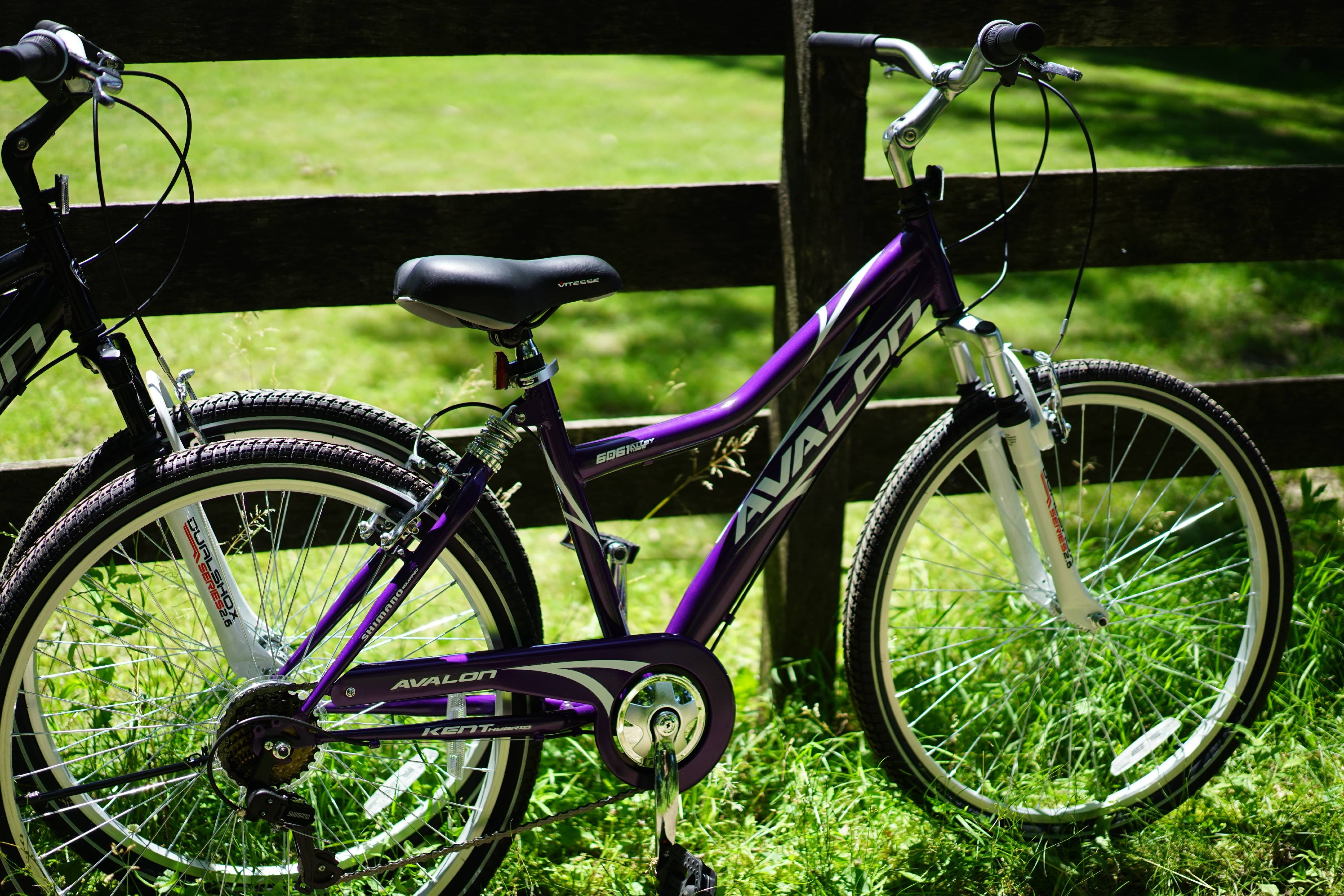 Bicycle 26 In. Avalon Comfort Women's Full Suspension Hybrid Bike. Purple