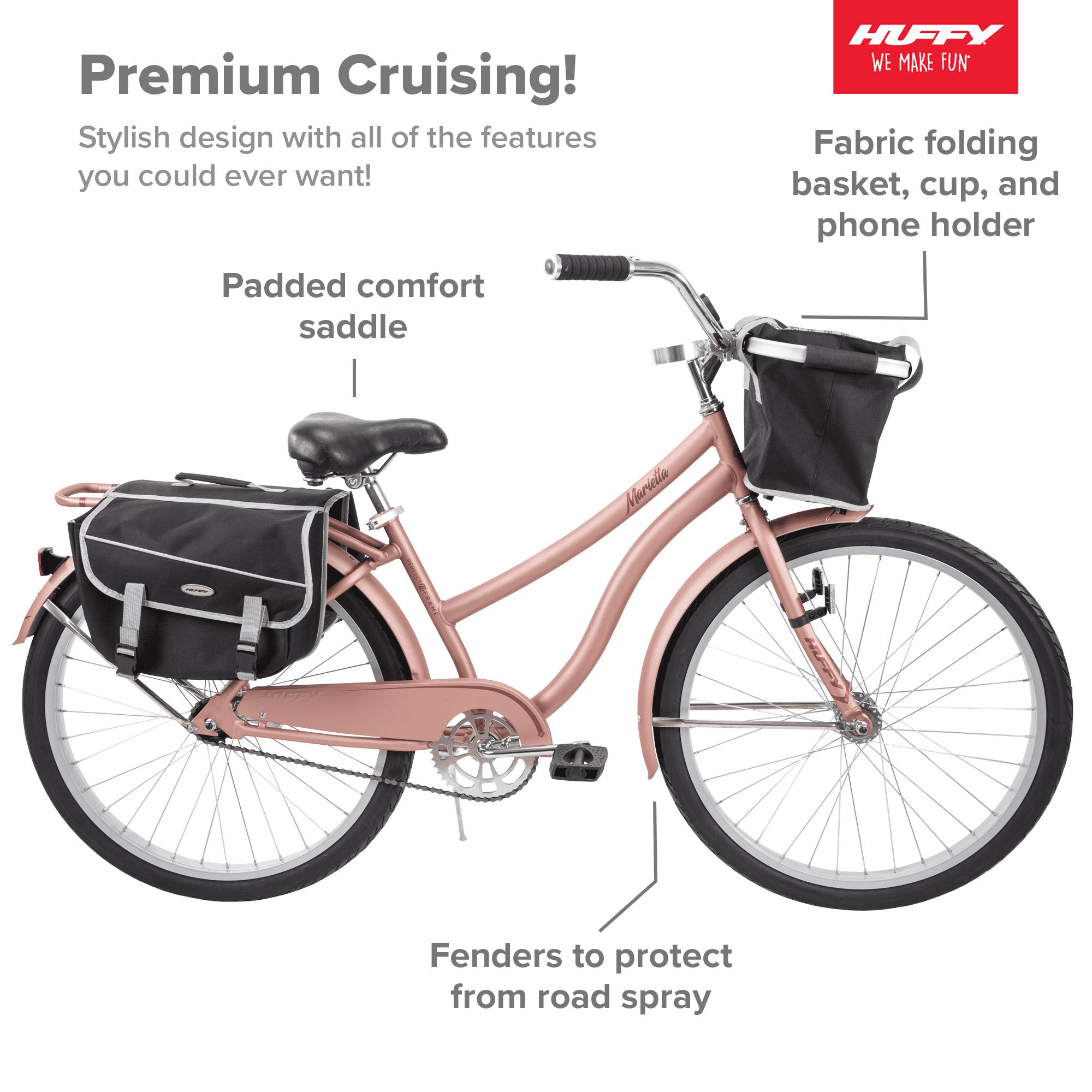 26 Marietta Womens Comfort Cruiser Bike. Rose Gold