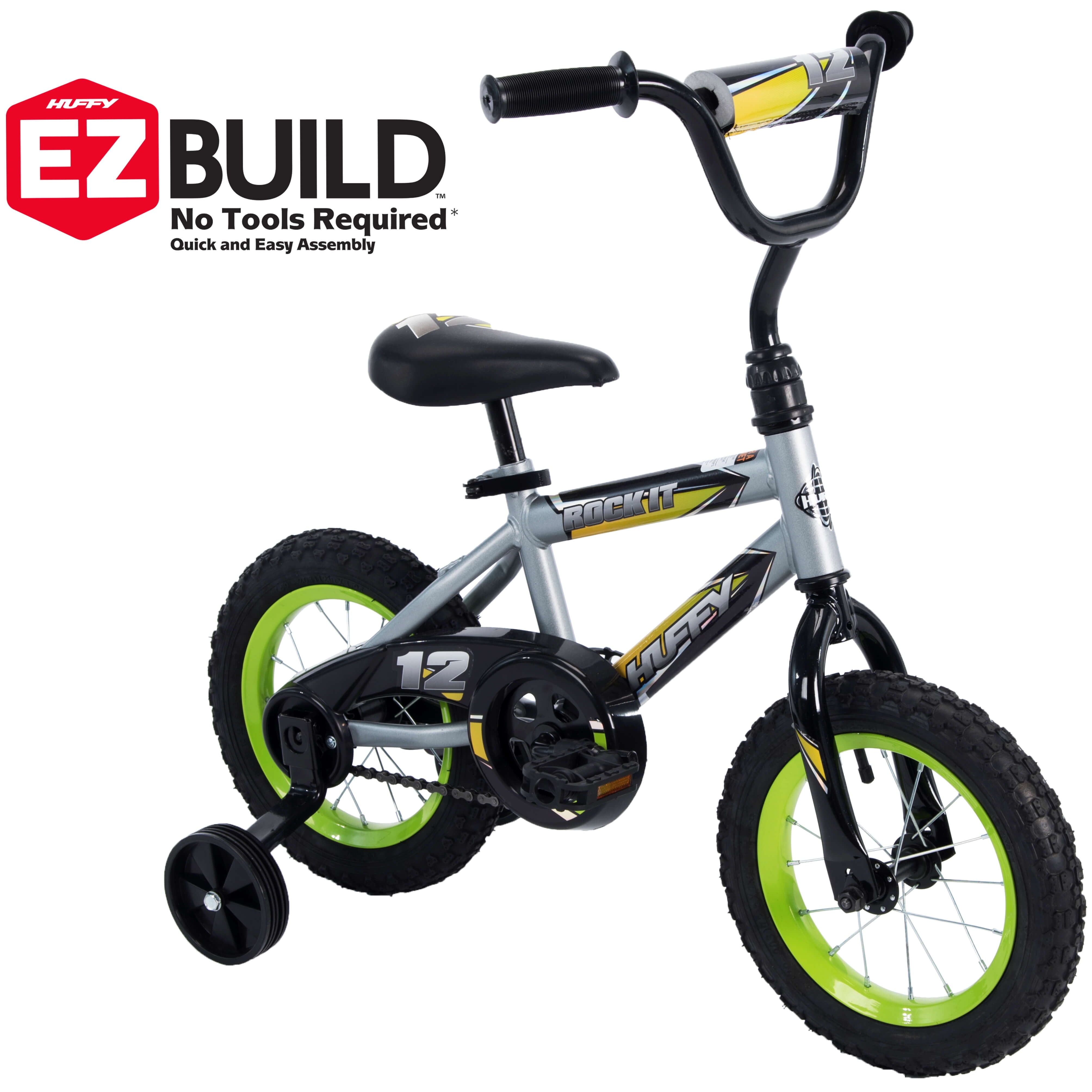 12 in. Rock It Boy Kids Bike. Grey Matte and Lime