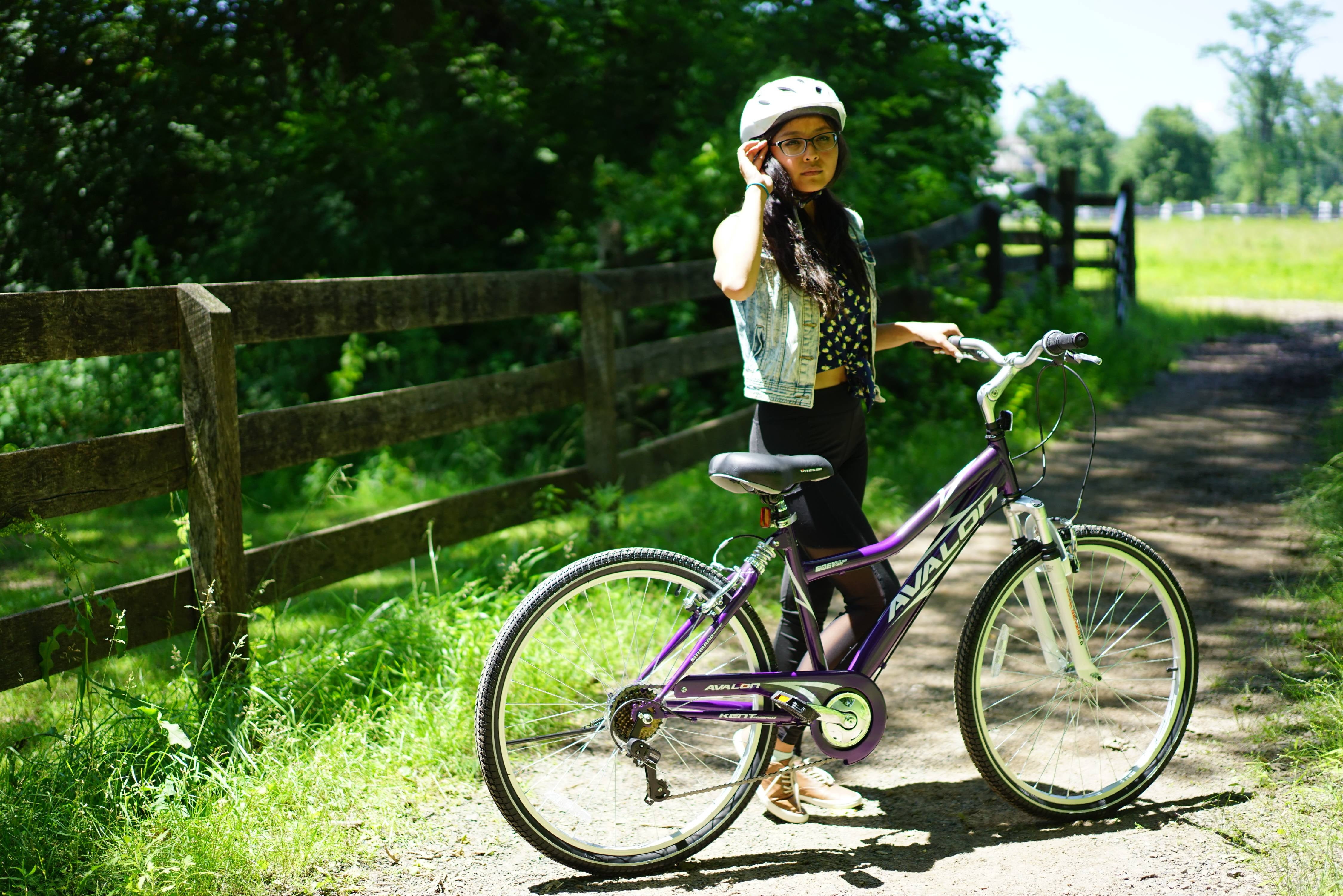 Bicycle 26 In. Avalon Comfort Women's Full Suspension Hybrid Bike. Purple