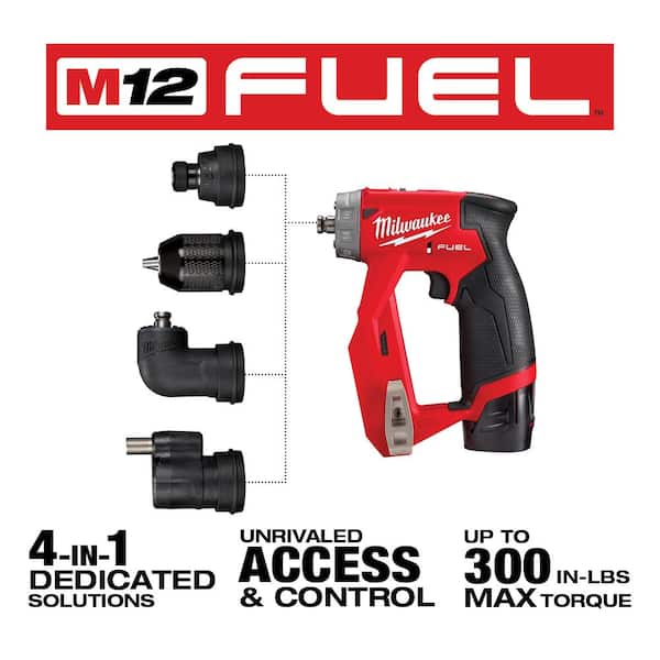M12 FUEL 12V Lithium-Ion Brushless Cordless 4-in-1 Installation 3/8 in. Drill Driver Kit with 4-Tool Heads