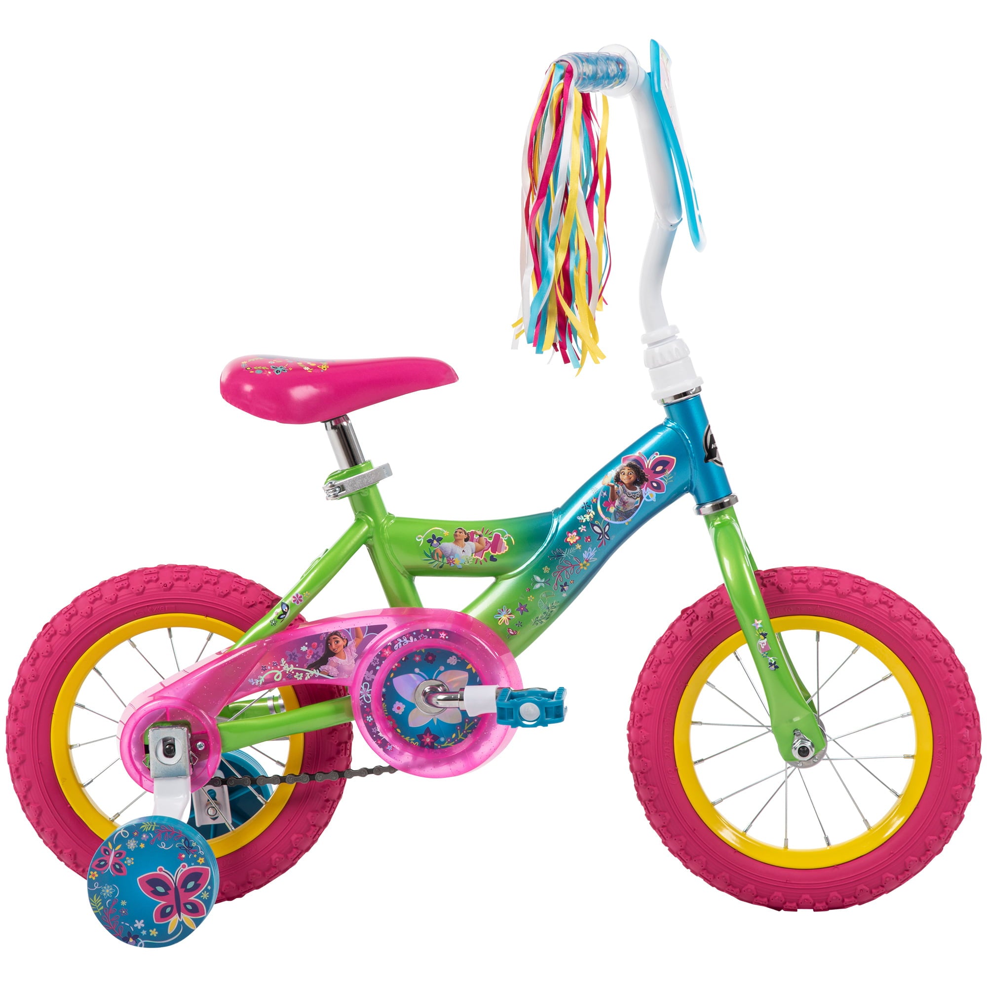 Encanto 12-inch Bike for Girls. Pink/Green/Blue. by Huffy