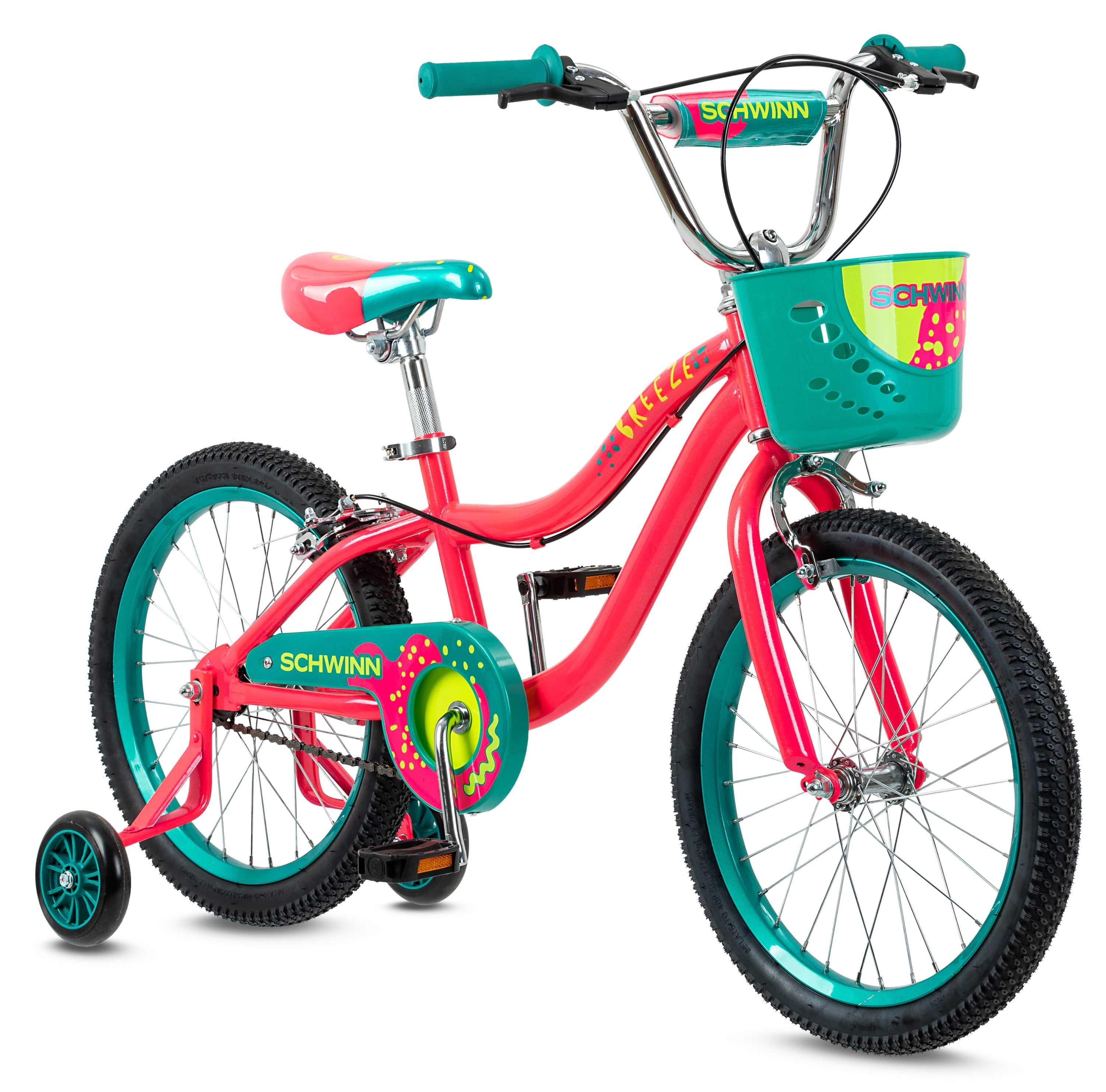 18-in. Breeze Girls Kids Bike with Basket. Pink