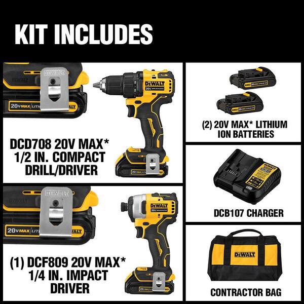 ATOMIC 20V MAX Cordless Brushless Compact Drill/Impact 2 Tool Combo Kit. 20V 6.5 in. Circ Saw. and (2) 1.3Ah Batteries