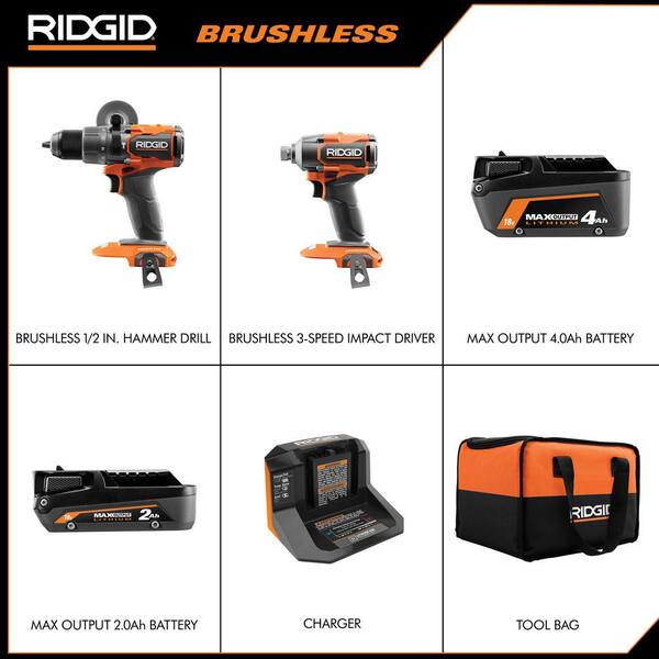 18V Brushless Cordless 3-Tool Combo Kit w/ Hammer Drill. Impact Driver. 7-1/4 in. Circular Saw. Batteries. Charger & Bag