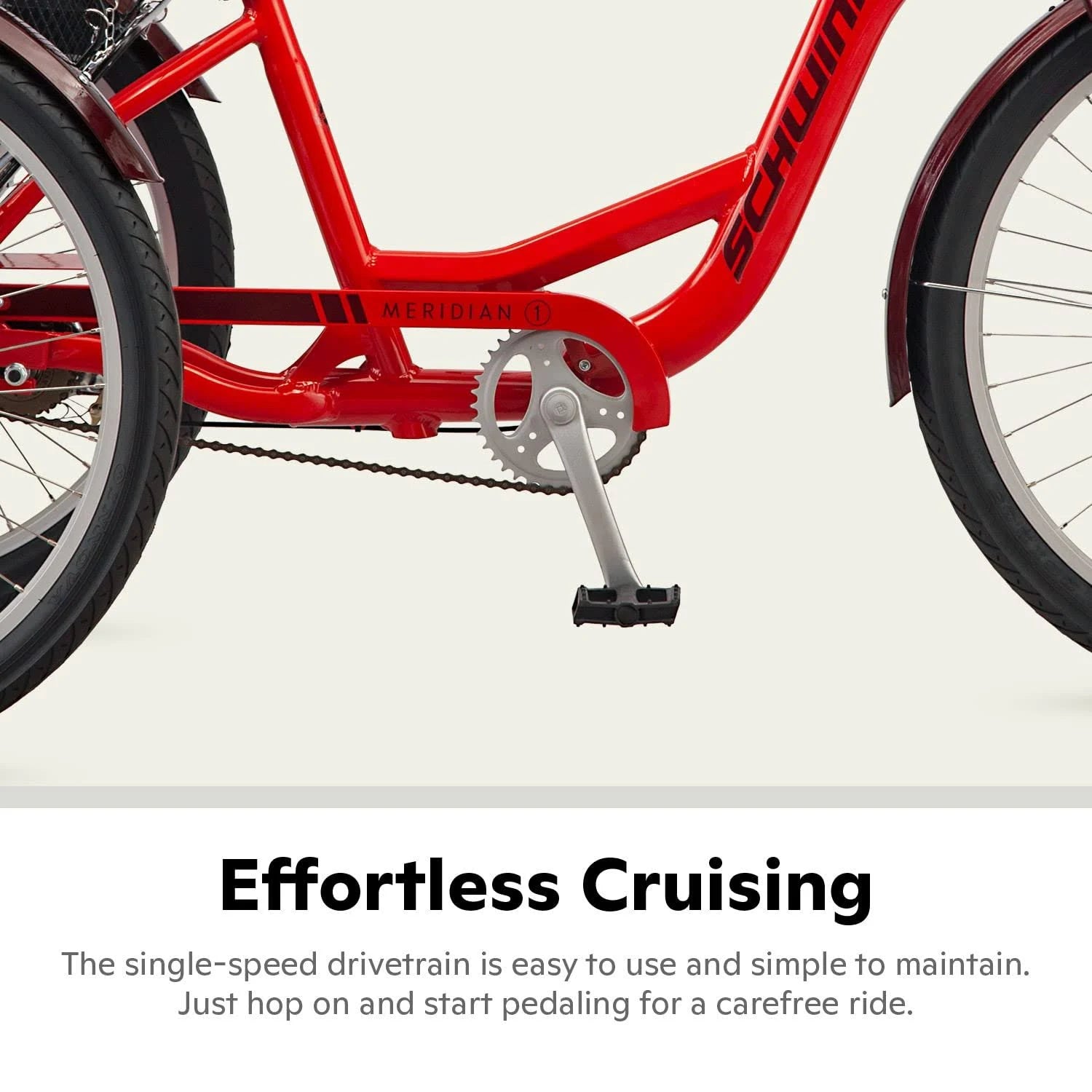 Schwinn Meridian Deluxe Adult Tricycle Bike. Three Wheel Cruiser. 26-inch Wheels. Low Step-Through Aluminum Frame. Adjustable Handlebars. Large - MadeInUSA