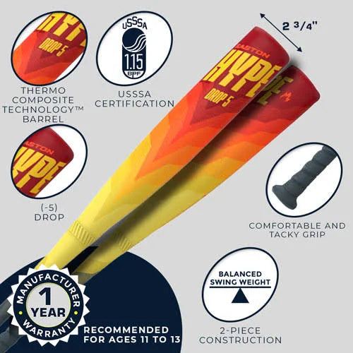2024 Easton Hype Fire (-5) USSSA Baseball Bat - MadeInUSA