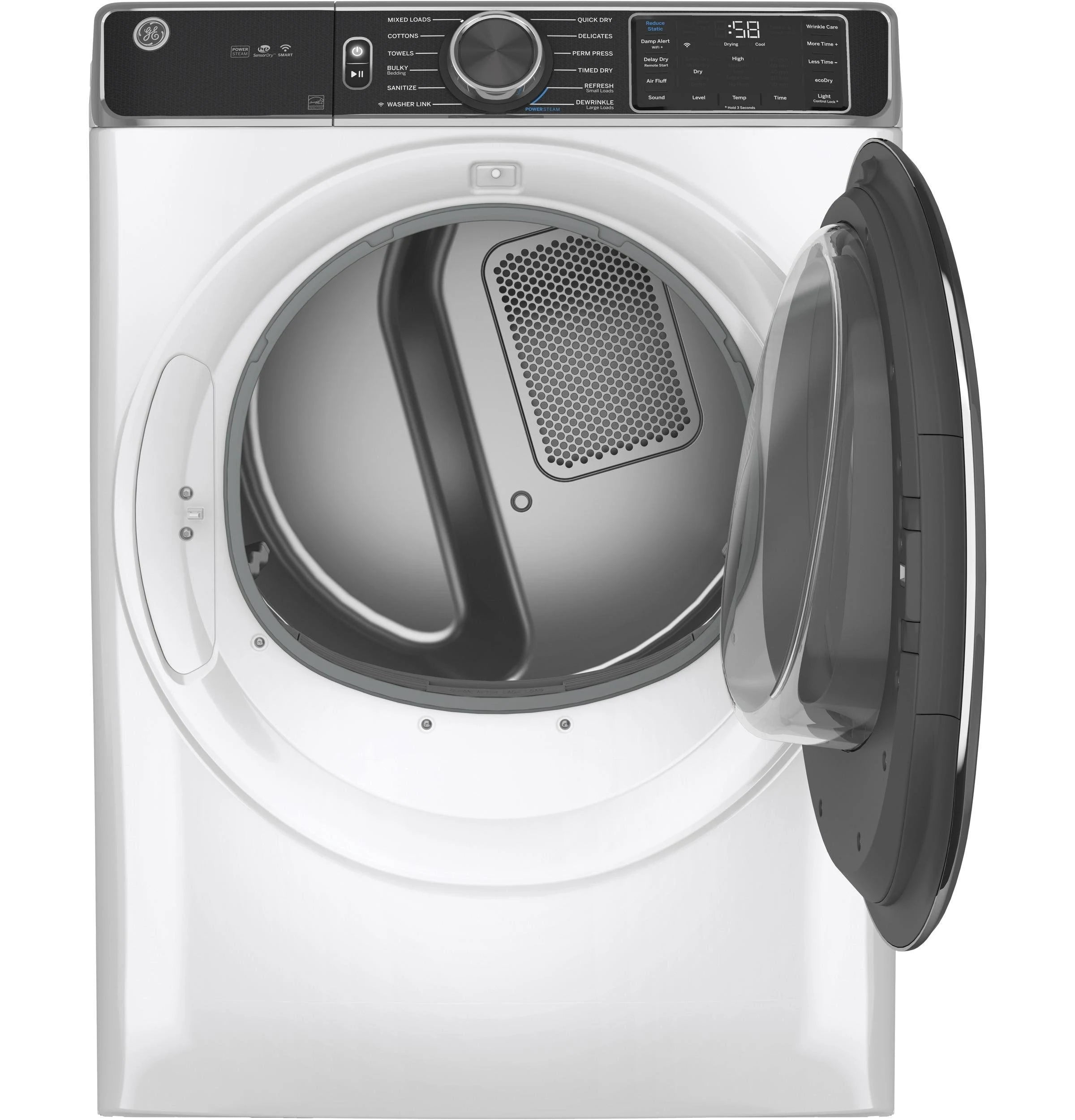 GE 7.8 Cu. ft. Capacity White Smart Front Load Electric Dryer with Steam - GFD85ESSNWW - MadeInUSA