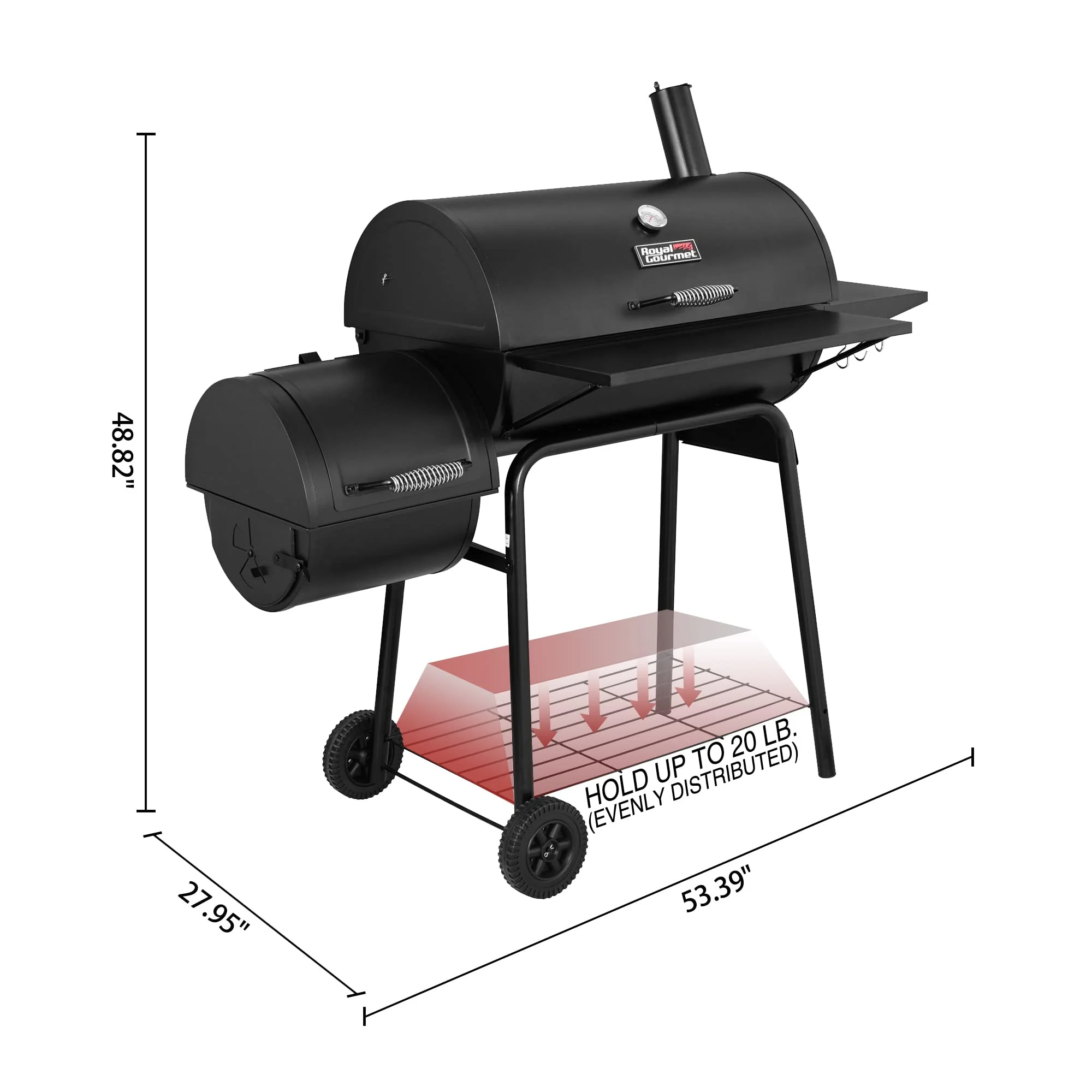 Royal Gourmet 30 BBQ Charcoal Grill and Offset Smoker