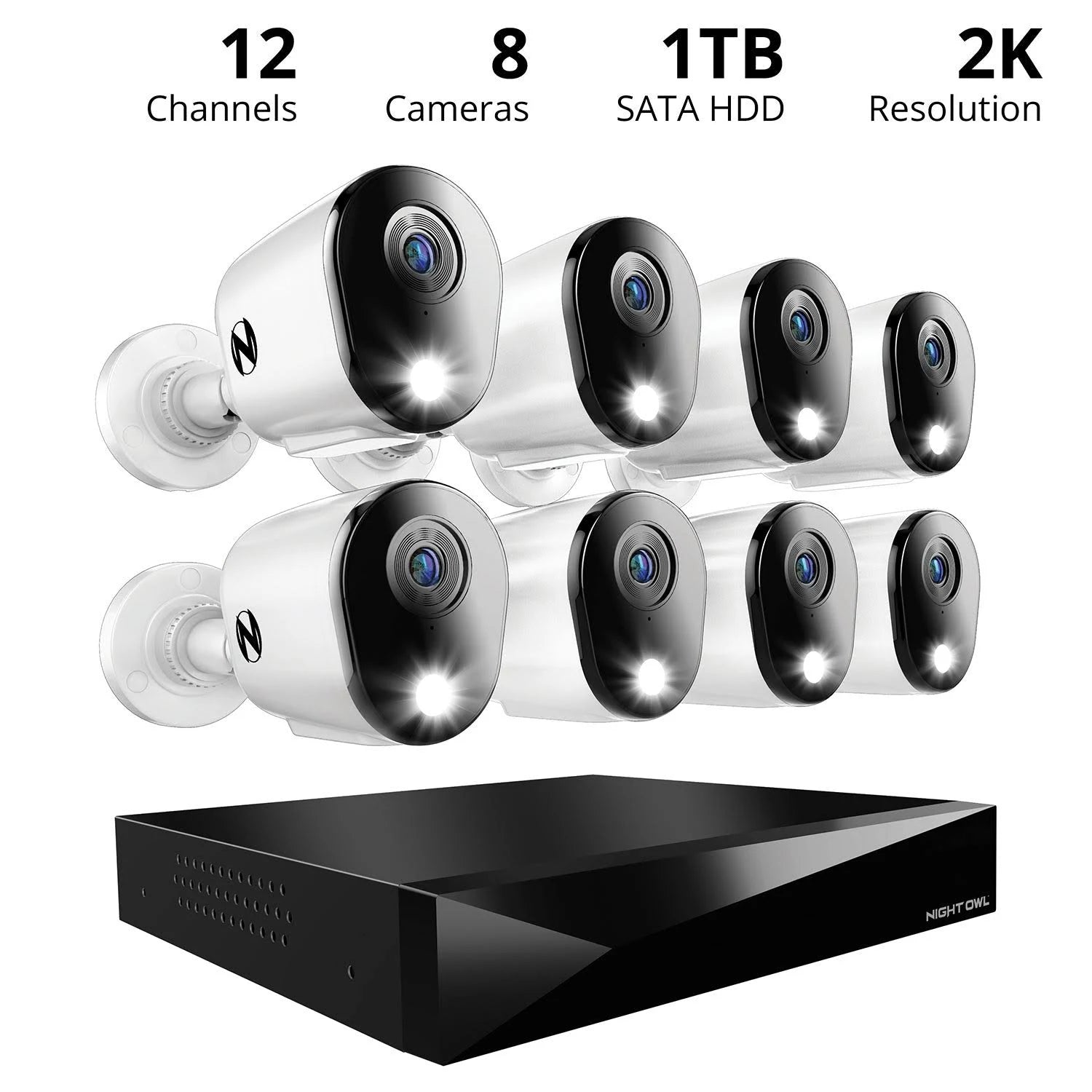 Night Owl 12 Channel DVR Home Security Camera System - 8 Pack - MadeInUSA