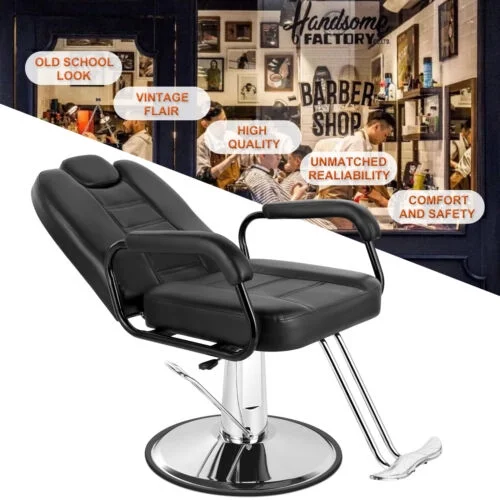 Artist hand Black 360&deg;Barber Chair Heavy Duty Hydraulic Reclining Salon Shampoo Beauty Hair Styling Equipment - MadeInUSA