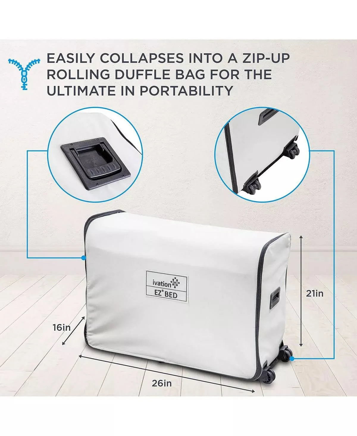 Ivation EZ-Bed Queen Air Mattress with Built in Pump. Deflate Defender Technology Inflatable Mattress - MadeInUSA