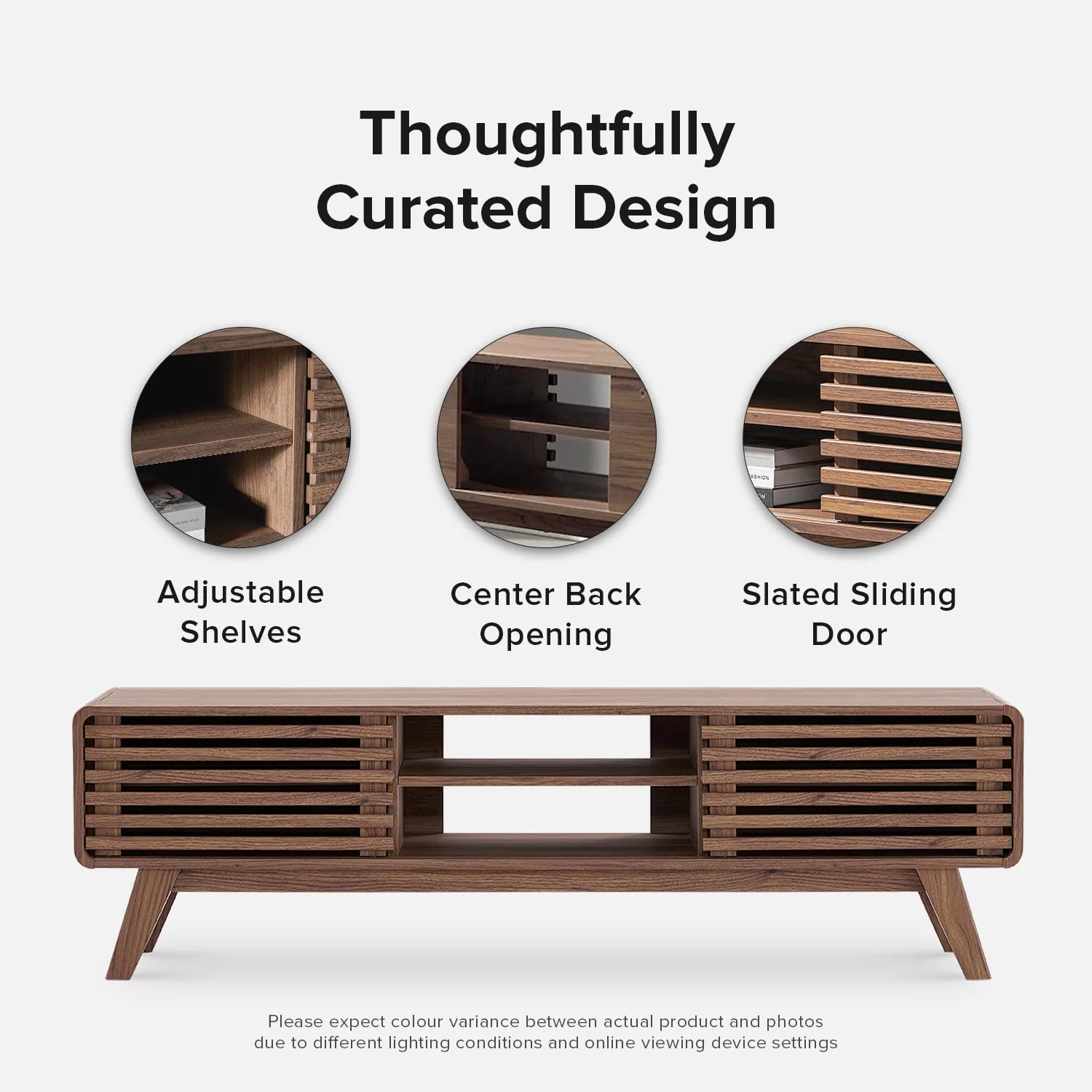 mopio Ensley 59 Walnut TV Stand for 55/60/65 inch TV