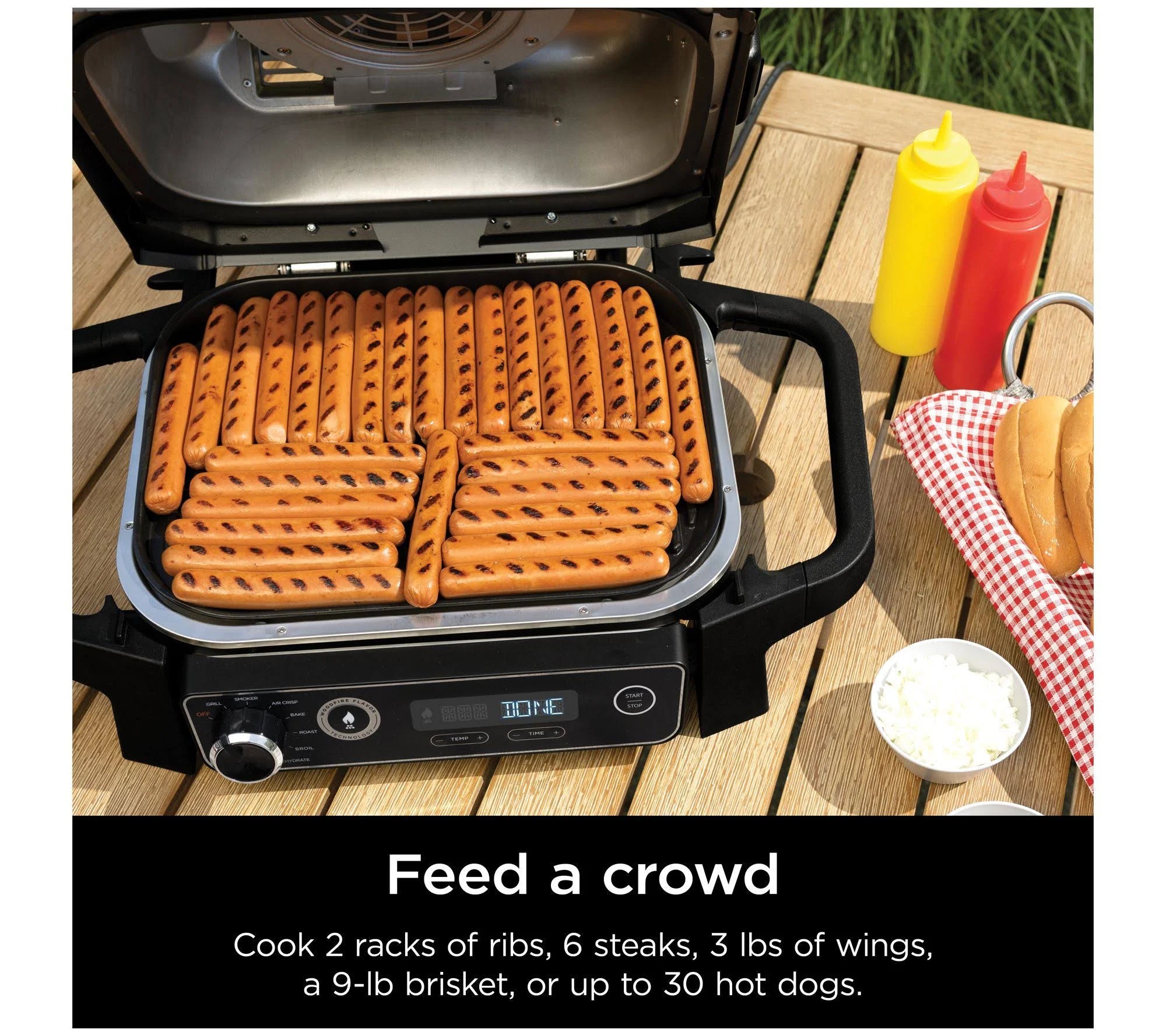 Ninja 7-in-1 Woodfire Electric Outdoor Grill &Air Fryer Grill .Grey - MadeInUSA