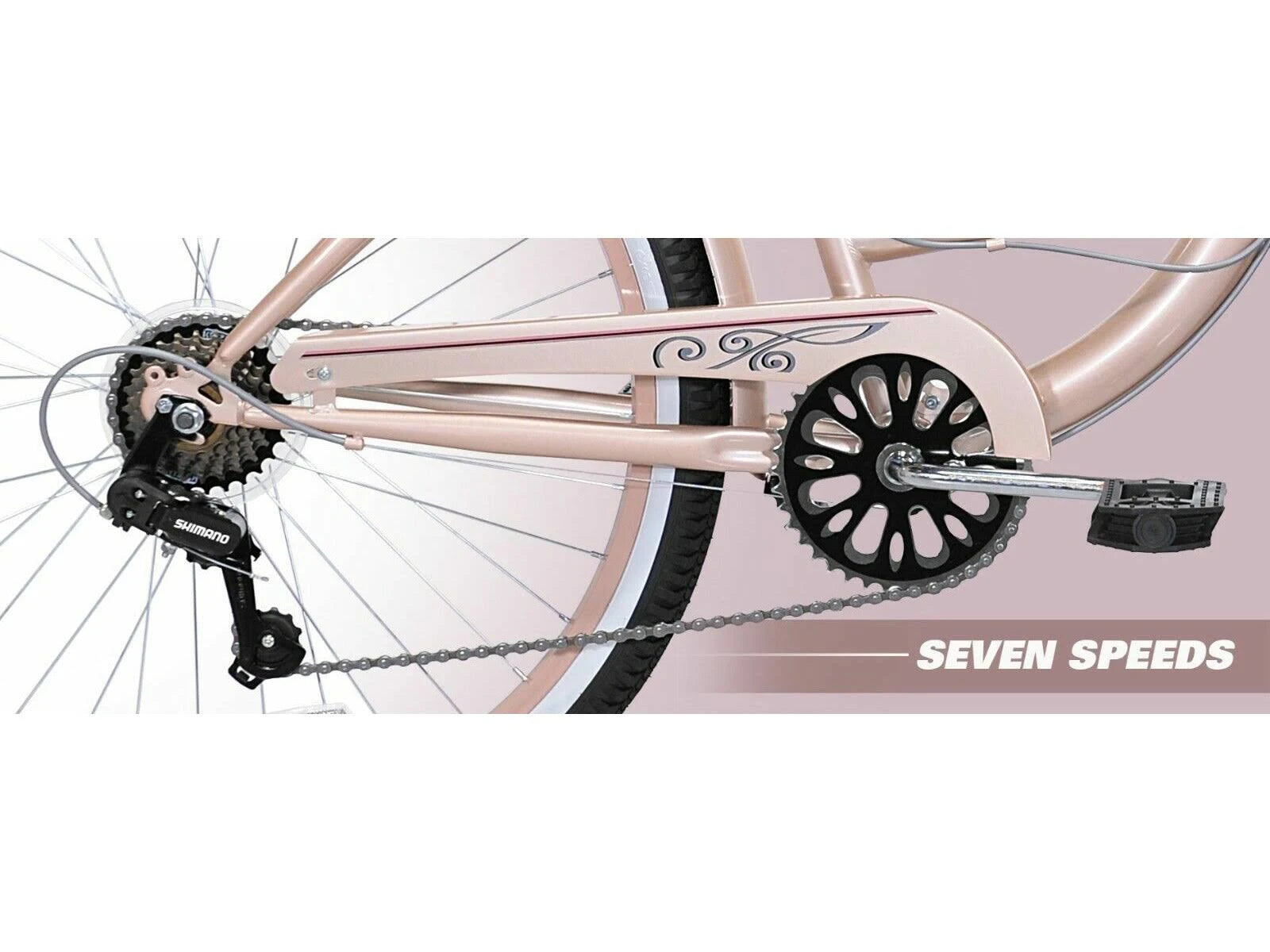 Kent 26 in. Bayside Women's Cruiser Bike. Rose Gold - MadeInUSA