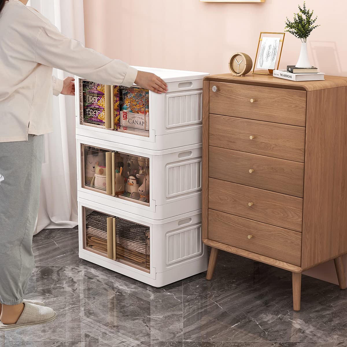 KHNR 5 Packs 78 Quart Plastic Storage Bin with lids