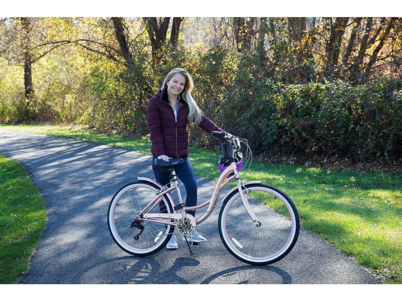 Kent 26 in. Bayside Women's Cruiser Bike. Rose Gold - MadeInUSA