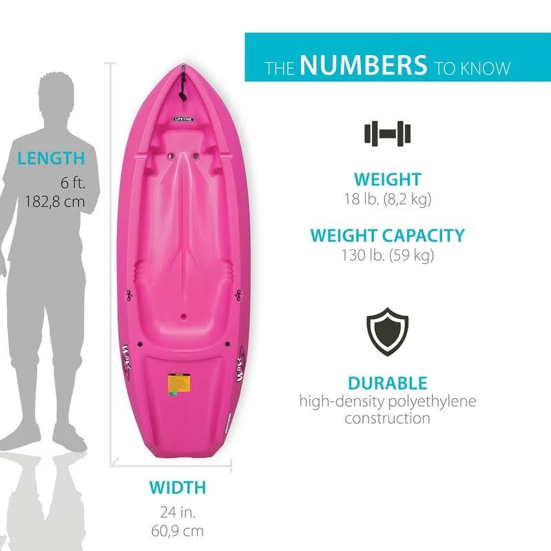 Lifetime Youth Wave Kayak. Pink. 6' - MadeInUSA