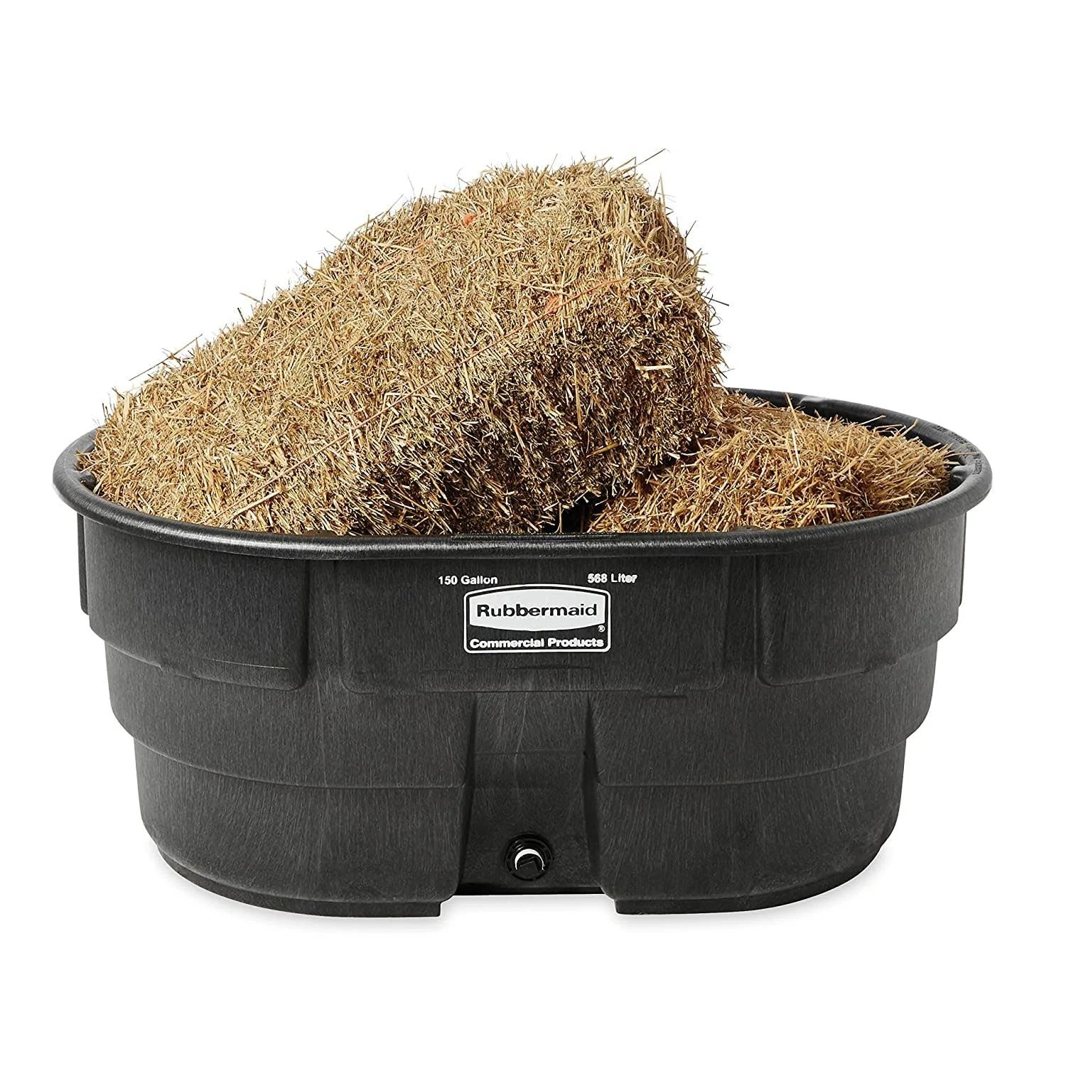 Rubbermaid FG424500BLA Stock Tank. 150 Gal Capacity. Plastic. Black - MadeInUSA