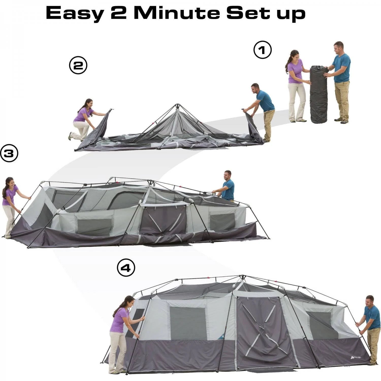 Ozark Trail 20' x 10' x 80' Instant Cabin Tent. Sleeps 12 - MadeInUSA